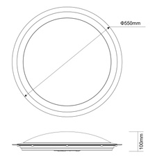 Stropní svítidlo, chrom, plast bílý, třpytivý efekt, změna barvy světla 3000 až 6000K, stmívatelné, dálkové ovládání, měnič barev, fixace barev, Ø55cm, V:10cm, včetně 1xLED 60W 230V, 280-3300lm, 36xRGB LED 0,06W 230V.