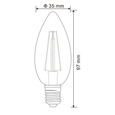 LED žárovka, nikl matný, sklo průhledné, 2ks v balení, Ø3,5cm, V:9,8cm, 2xE14 LED 4W 230V, 400lm, 3000K.