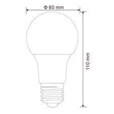 LED žárovka, hliník, plast opál, AGL vlákna, 2 ks v balení, Ø6cm, V:11cm, 2xE27 LED 9W 230V, 810lm, 3000K.