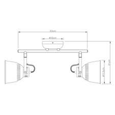 Nástěnné svítidlo, kov, tmavě šedá, DxV: 33x21cm, bez žárovek 2xE14, max. 40W 230V.