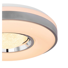 Stropní svítidlo, kov bílý, akryl opál stříbrný, Ø41cm, V:10cm, včetně 1xLED 24W 230V, 1340lm, 3000K.