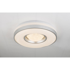 Stropní svítidlo, kov bílý, akryl opál stříbrný, Ø41cm, V:10cm, včetně 1xLED 24W 230V, 1340lm, 3000K.