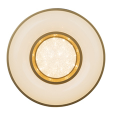 Stropní svítidlo, kov bílý, akryl opál zlatý, Ø41cm, V:10cm, včetně 1xLED 24W 230V, 1340lm, 3000K.