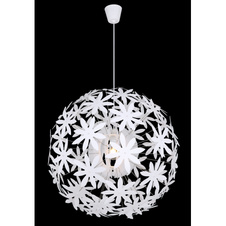 Závěsné svítidlo plastové, bílé plastové květy, Ø60cm, H:150cm, bez žárovky 1xE27, max. 60W 230V