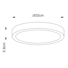 Stropní svítidlo, hliník bílý, akryl opál, stmívatelné, Ø22cm, V:3cm, včetně 1xLED 28W 230V, zdroj 3200lm, výstup 2300lm, 4000K