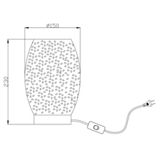 Stolní lampa, kov zlatý, kov černý, matný zlatý, kabel 1,5m, stínítko s dekorativním děrováním, vypínač, Ø15cm, V: 23cm, bez žárovky 1xE27, max. 40W 230V