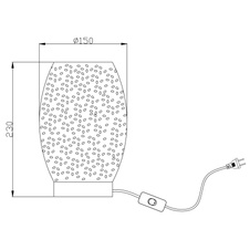 Stolní lampa, kov zlatý, kov černý, matný zlatý, kabel 1,5m, stínítko s dekorativním děrováním, vypínač, Ø15cm, V: 23cm, bez žárovky 1xE27, max. 40W 230V