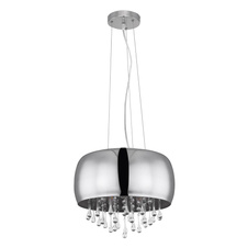 Závěsné svítidlo, chrom, sklo kouřové, skleněné křišťály průhledné, Ø35cm, V:120cm, bez žárovek 5xE14, max. 25W 230V