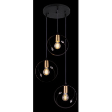 Závěsné svítidlo, kov černý, plastové křišťály průhledné, Ø39cm, V:150cm, bez žárovek 3xE27, max. 60W 230V