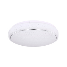 Stropní svítidlo, kov bílý, plast bílý, chrom, třpytivý efekt, Ø29cm, V:8cm, včetně 1xLED 18W 230V, 1750lm, 3000K