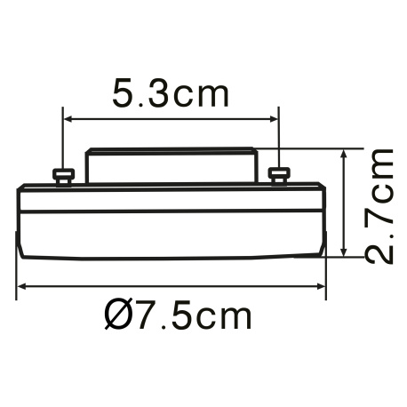 LED žárovka, plast bílý, plast satinovaný, Ø7,5cm, V:2,7cm, 1xGX53 LED 7W 230V, 600lm, 3000K