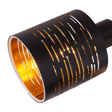 Stropní svítidlo, kov černý, plast černý a zlatý, Ø40cm, V:21cm, bez žárovek 3xE14, max. 15W 230V