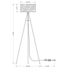 Stojanové svítidlo, kov černý, plast černý a zlatý, průměr stínítka: 38 cm, kabel 1,8 m, vypínač, Ø69cm, V:153cm, bez žárovky 1xE27, max. 40W 230V