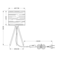 Stolní lampa, kov černý, plast černý a zlatý, vypínač, Ø17cm, V:35cm, bez žárovky 1xE14, max. 25W 230V