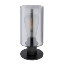 Stolní svítidlo, kov černý matný, kouřové sklo, vypínač, Ø10cm, V:22cm, bez žárovky 1xE27, max. 60W 230V