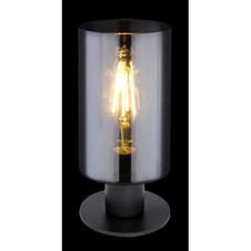 Stolní lampa, kov černý matný, kouřové sklo, vypínač, Ø10cm, V:22cm, bez žárovky 1xE27, max. 60W 230V