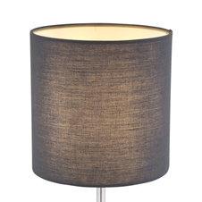 Stolní lampa, nikl, textil antracit, výška stínítka 15cm, kabel 1,5m, vypínač, Ø15cm, V:35cm, bez žárovky 1xE14, max. 25W 230V