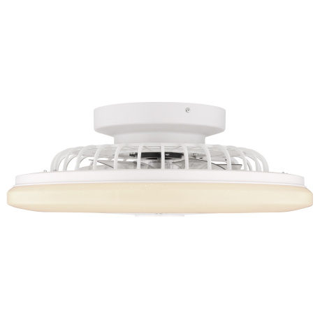 Ventilátor stropní, kov/plast bílý/stříbrný, akryl,stmívání,fixace barev,noční světlo, časovač, dál. ovládání, výkon motoru 18W, pro místnost 25m², Ø53cm, V:16cm, včetně LED 30W 230V 180-1800lm CCT 3000-6500K, rychlost otáčení 600-1000RPM