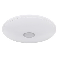 Stropní svítidlo, akryl bílý, chrom, třpytivý efekt, kompatibilní s Google Assistant a Alexa, časovač, stmívatelné, dálkové ovládání, Ø50cm, V:7cm, včetně 1xLED 30W+RGB LED 5W 230V, 3400lm zdroj, 2400lm výstup, změna barvy světla 3000-6500K