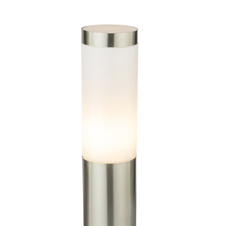 Venkovní svítidlo, nerezová ocel, plast opál, IP44, Ø13cm, V:45cm, bez žárovky 1xE27, max. 60W 230V.
