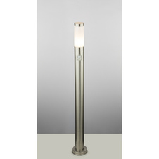Venkovní svítidlo, nerezová ocel, plast opál, IP44, senzor: 90°, dosah 9m, Ø13cm, V:110cm, bez žárovky 1xE27, max. 30W 230V.