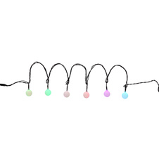 LED světelný řetěz, plast černý, plast opál, změna barvy, IP44, D:4,8m, délka kabelu 5m, včetně 25x LED 0.07W 24V, multicolor