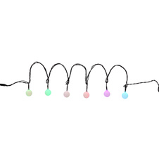 LED světelný řetěz, plast černý, plast opál, změna barvy, IP44, D:4,8m, délka kabelu 5m, včetně 25x LED 0.07W 24V, multicolor