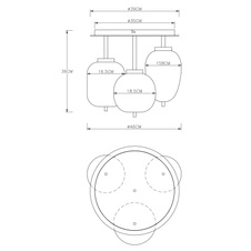 Stropní svítidlo, kov černý, kouřové sklo, Ø46cm, V:36cm, bez žárovek 3xE14, max. 40W 230V