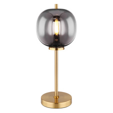 Stolní lampa, kov mosaz, sklo, s vypínačem na kabelu, Ø19cm, V:45cm, délka kabelu 1,5m, bez žárovky 1xE14, max. 40W 230V