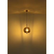 Stolní lampa, kov mosaz, sklo, s vypínačem na kabelu, Ø19cm, V:45cm, délka kabelu 1,5m, bez žárovky 1xE14, max. 40W 230V
