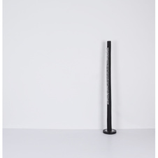 Stojací lampa, kov černý, dřevo černé, průhledné akrylové křišťály, mosazný kroužek, stmívač, Ø23cm, V:151cm, délka kabelu 2m, včetně LED 15W 230V, 150-1500lm
