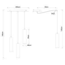 Závěsné svítidlo, kov černý, dřevo černé, kov nikl, textilní černý kabel, Ø35cm, V:160cm, bez žárovek 3xE27, max. 60W 230V