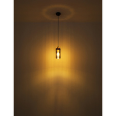Stolní lampa, kov černý, kov mosaz, kouřové sklo, černý PVC kabel, s vypínačem na kabelu, Ø10cm, V:26cm, délka kabelu 1,5m, bez žárovky 1xE27, max. 40W 230V