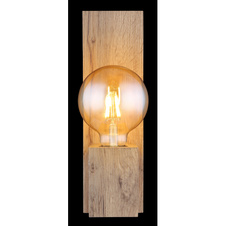 Nástěnné svítidlo, kov černý, MDF imitace dřeva, ŠxV: 9x30cm, H:16cm, bez žárovky 1x E27,max. 60W 230V