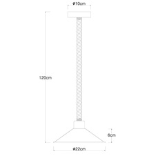 Závěsné svítidlo, kov černý a zlatý, lano, Ø22cm, V:120cm, bez žárovky 1xE27, max. 60W 230V