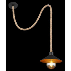 Závěsné svítidlo, kov černý a zlatý, lano, Ø22cm, V:120cm, bez žárovky 1xE27, max. 60W 230V