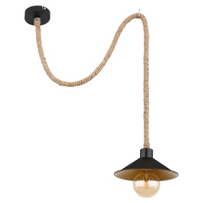 Závěsné svítidlo, kov černý a zlatý, lano, Ø22cm, V:120cm, bez žárovky 1xE27, max. 60W 230V