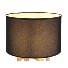 Stolní lampa, dřevo hnědé, plast šedý, textil černý, Ø30cm, V:45cm, délka kabelu 1,8m, bez žárovky 1x E14, max. 100cm 40W 230V