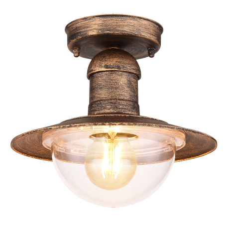 Venkovní svítidlo, hliník v barvě imitující rez, plast průhledný, IP44, Ø24cm, V:22cm, bez žárovky 1xE27, max. LED 15W 230V