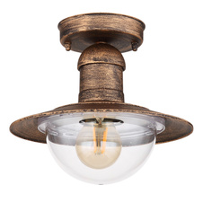 Venkovní svítidlo, hliník v barvě imitující rez, plast průhledný, IP44, Ø24cm, V:22cm, bez žárovky 1xE27, max. LED 15W 230V