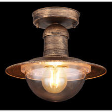 Venkovní svítidlo, hliník v barvě imitující rez, plast průhledný, IP44, Ø24cm, V:22cm, bez žárovky 1xE27, max. LED 15W 230V