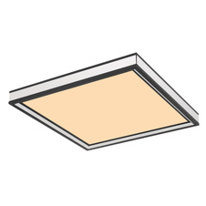 Stropní svítidlo, kov černý, zrcadlo, plast opál, DxŠxV: 30x30x7cm, včetně LED 12W 230V, 1200lm zdroj, 800lm výstup, 3000K