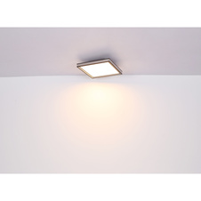 Stropní svítidlo, kov černý, zrcadlo, plast opál, DxŠxV: 30x30x7cm, včetně LED 12W 230V, 1200lm zdroj, 800lm výstup, 3000K