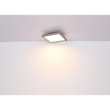 Stropní svítidlo, kov černý, zrcadlo, plast opál, DxŠxV: 30x30x7cm, včetně LED 12W 230V, 1200lm zdroj, 800lm výstup, 3000K