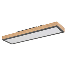Stropní svítidlo, hliník grafit, MDF vzhled dřeva, akryl bílý, DxŠxV: 60x15x6cm, včetně LED 18W 230V, 1920lm zdroj, 1000lm výstup, 3000K