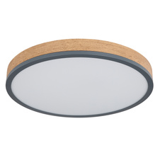 Stropní svítidlo, kov grafit, MDF vzhled dřeva, plast bílý, Ø:45cm, V:9cm, včetně LED 24W 230V, 3200lm zdroj, 1800lm výstup, 3000K