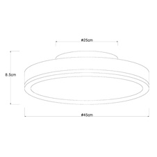 Stropní svítidlo, kov grafit, MDF vzhled dřeva, plast bílý, Ø:45cm, V:9cm, včetně LED 24W 230V, 3200lm zdroj, 1800lm výstup, 3000K