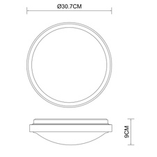 Stropní svítidlo, kov černý, dřevo hnědé, akryl bílý, Ø31cm, V:9cm, včetně LED 12W 230V, 1200lm zdroj, 530lm výstup, změna barvy světla přepínačem na svítidle 3000/4500/6000K