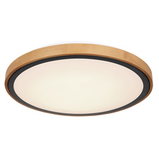 Stropní svítidlo, kov černý, dřevo hnědé, akryl bílý, Ø44cm, V:11cm, včetně LED 24W 230V, 2400lm zdroj, 1000lm výstup, změna barvy světla přepínačem na svítidle 3000/4500/6000K
