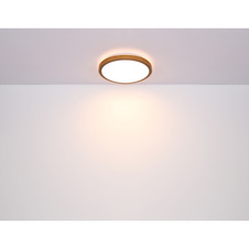 Stropní svítidlo, kov černý, dřevo hnědé, akryl bílý, Ø44cm, V:11cm, včetně LED 24W 230V, 2400lm zdroj, 1000lm výstup, změna barvy světla přepínačem na svítidle 3000/4500/6000K